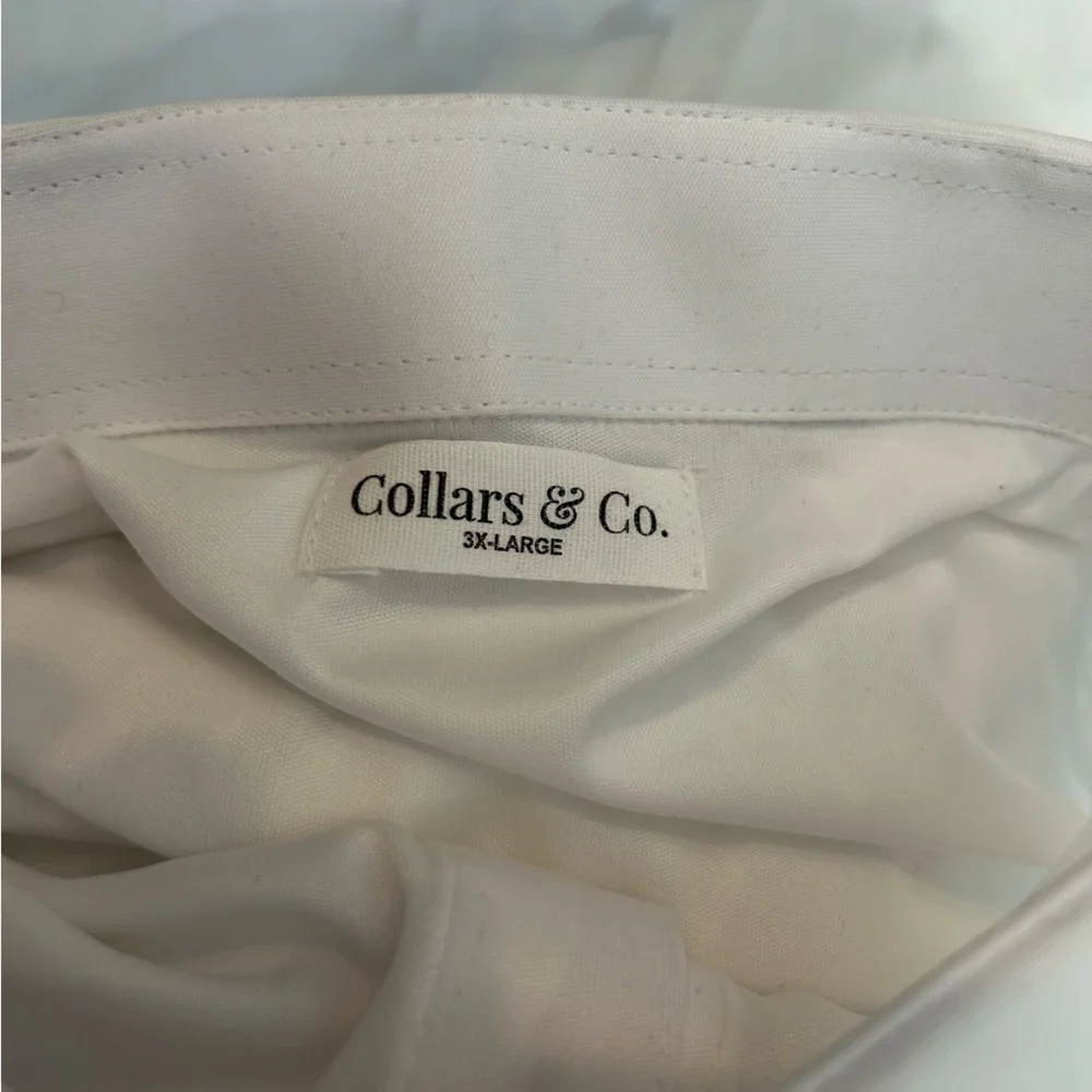 Collars &‎ Co White Long Sleeve Dress Collar Polo Shirt Button Up Size 3XL
